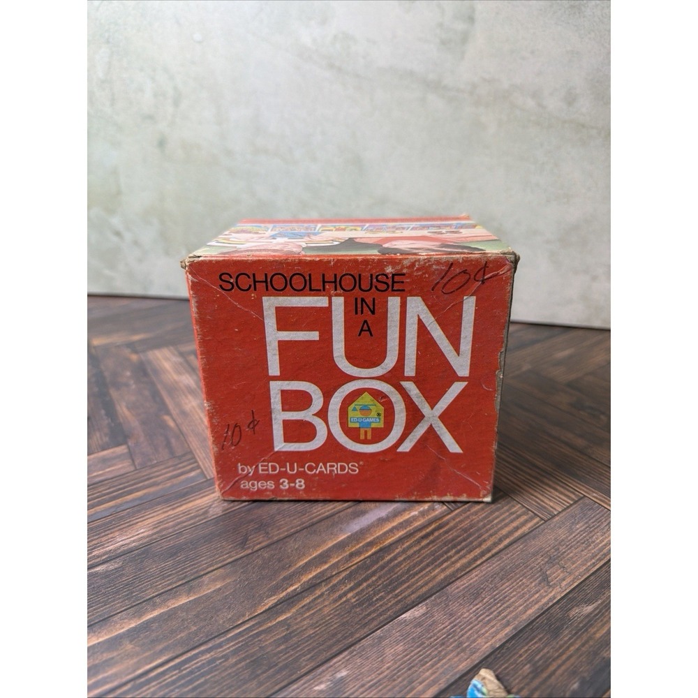 Vintage 1969 Ed-U-Cards Fun Box Plus and Minus Schoolbus Game